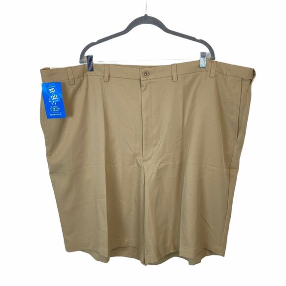 Haggar Chino Shorts Men's Khaki Cool 18 Pro Gabardine Flat Front Casual sz 52 W - Picture 2 of 16